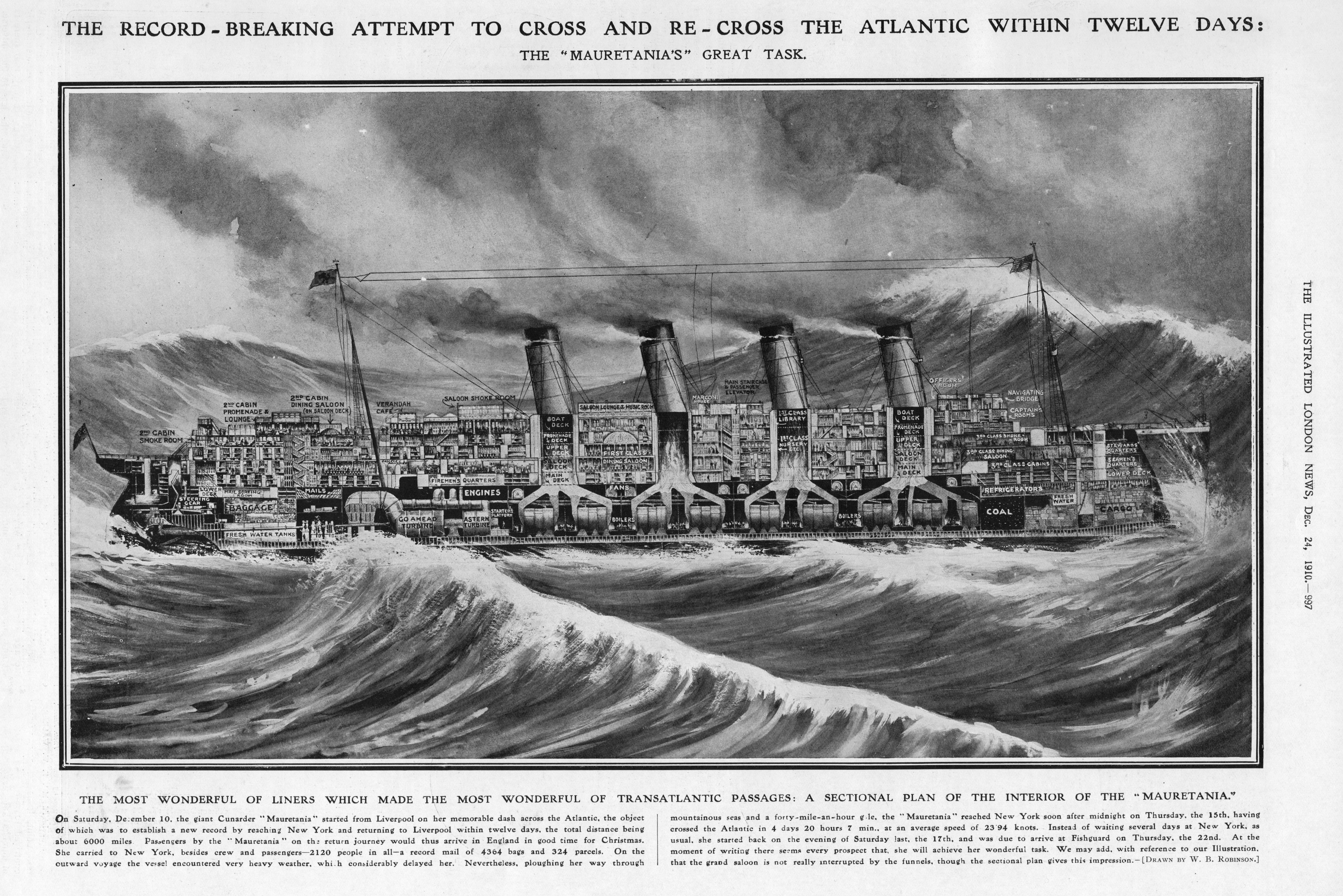 cross section of the Mauretania